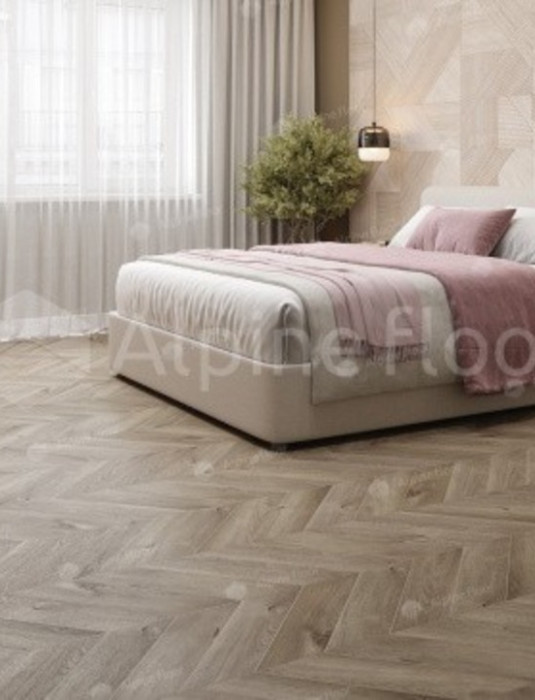 SPC - плитка Alpine Floor CHEVRON ДУБ ОТБЕЛЕННЫЙ ECO 18-3