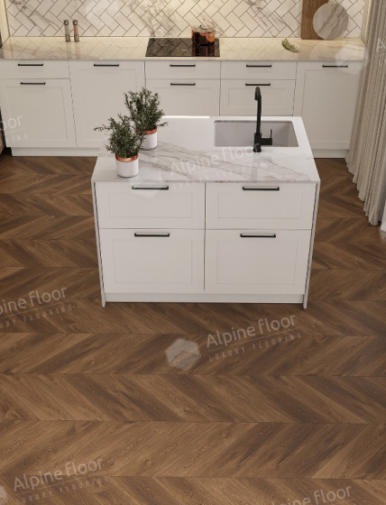 SPC - плитка Alpine Floor CHEVRON Дуб Коричневый ЕСО 18-13