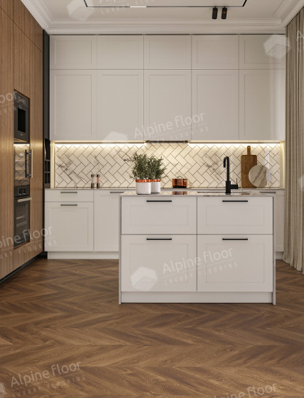 SPC - плитка Alpine Floor CHEVRON Дуб Коричневый ЕСО 18-13
