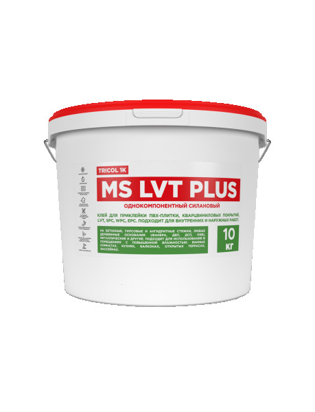 Клей для ПВХ, SPC, WPC, EPC и кварцвиниловых покрытий TRICOL 1K MS LVT PLUS, 10 кг