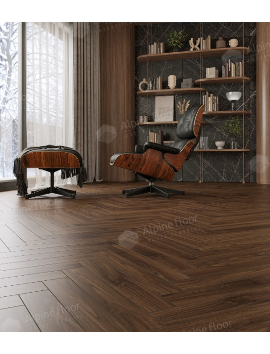 Ламинат 34 класса Alpine floor Herringbone 12 LF105-12 Орех Трентино